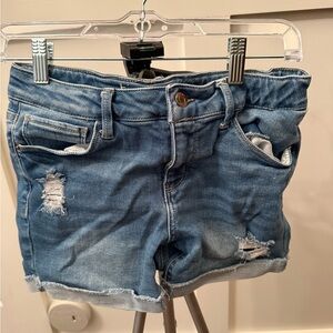 Hippie Girl Kids' Blue Denim Shorts with Distressed Accents Size 16